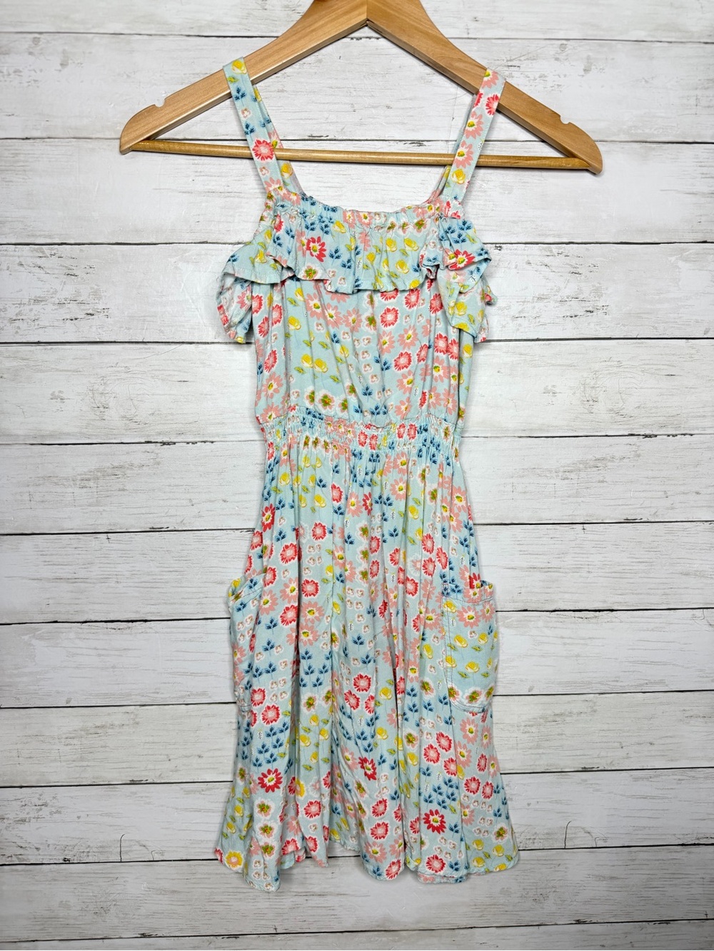 Matilda Jane Floral Print Ruffle Flounce Boho Dress Pockets Girls Size 10